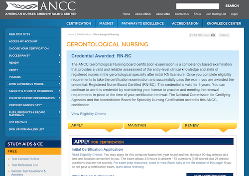 ancc gerontological nursing