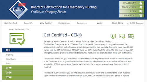 board cert emergency nursing